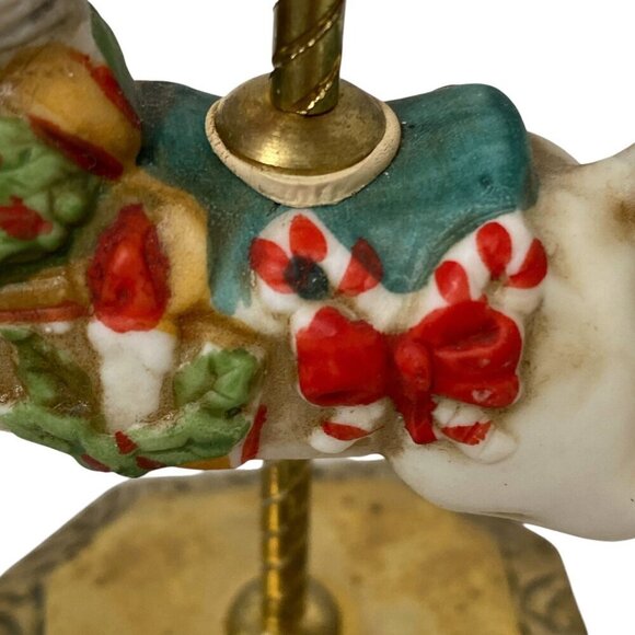 Christmas Carousel Horse Figurine Ceramic Brass 4" Holiday Decor - Picture 5 of 10